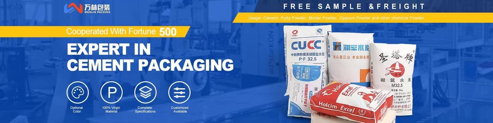 Cement verpakkende zakken