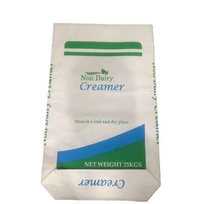 kwaliteit  Food-Grade Paper Open Mouth Bag with  Block Bottom for 25kg Non Dairy Creamer fabriek
