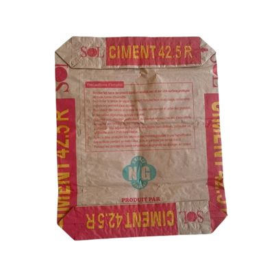 Cement Bouwmateriaal 2-laags 90GSM Papieren Zak met Aangepaste Capaciteit en Vochtbestendig 50x63x10cm