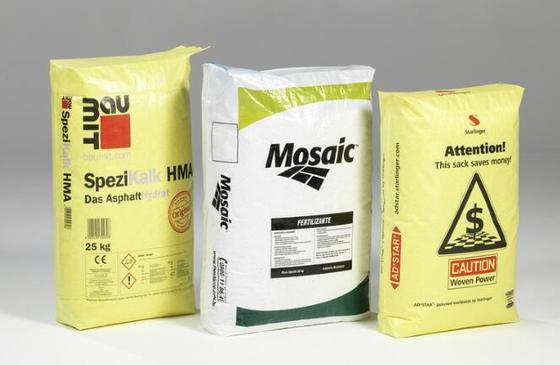 Geweven polypropyleen gelamineerde buisvormige ventielzak voor 50 kg vierkante bodem cementzak oppervlaktebedrukking 100% nieuw polypropyleen