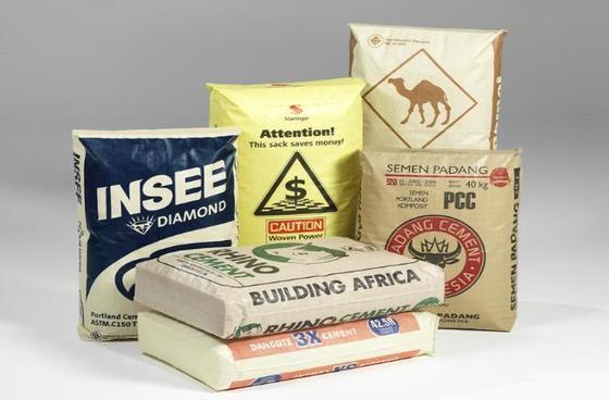 Geweven polypropyleen gelamineerde buisvormige ventielzak voor 50 kg vierkante bodem cementzak oppervlaktebedrukking 100% nieuw polypropyleen