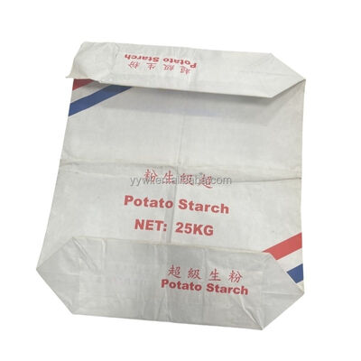 Voedselveilige meerwandige papieren zak met vochtbestendige sonic seal sleeve voor 25KG aardappelzetmeel en maïszetmeel